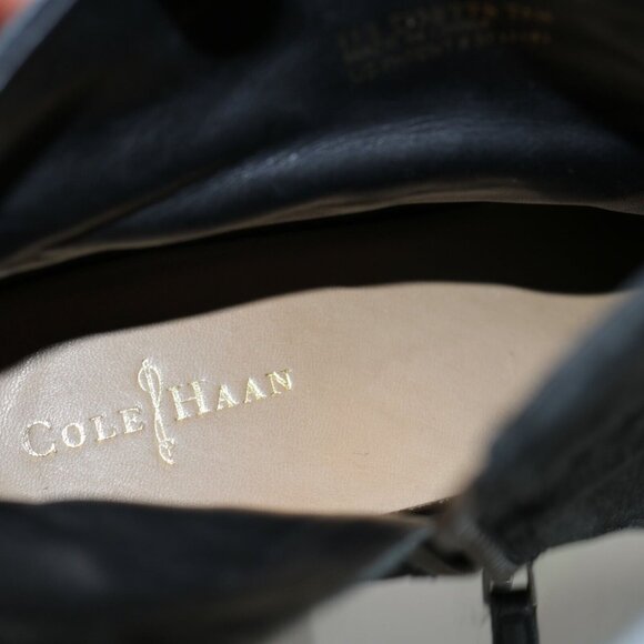 Cole Haan Womens Cassidy Boot Size 7.5 Black Nubuck Leather Block Heel Bootie - Picture 10 of 12